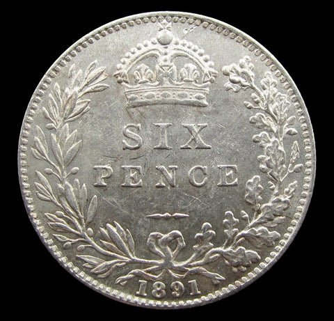 Victoria 1891 Sixpence - EF