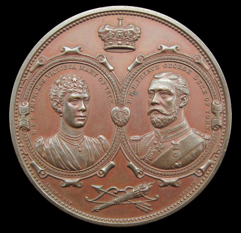 1893 Marriage Of George Duke Of York & Princess Mary 51mm Medal - Cased