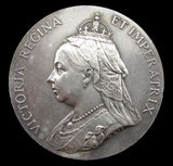 1897 Diamond Jubilee Silvered Bronze 38mm Medal - By Heaton