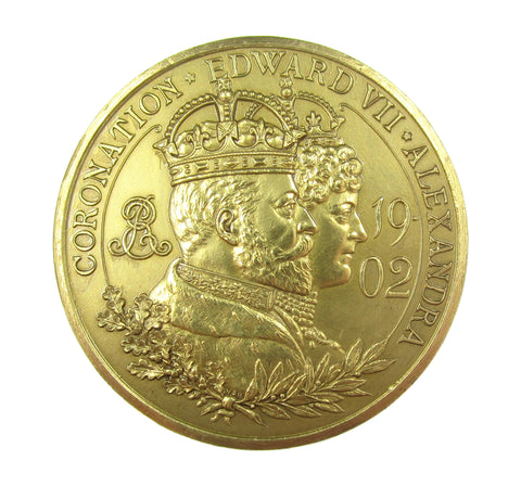 1902 Edward VII Coronation 44mm Gilt Medal - By Vaughton