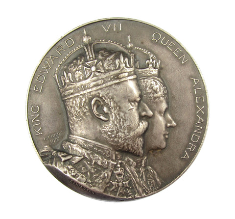 1902 Coronation of Edward VII 64mm Silver Medal - By Fuchs