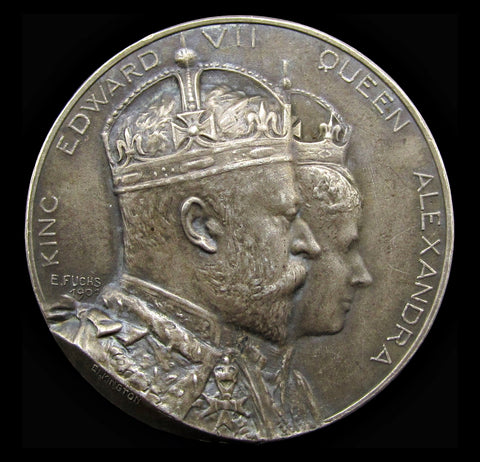 1902 Coronation Of Edward VII 32mm Silver Medal - By Fuchs