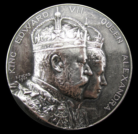 1902 Coronation of Edward VII 64mm Silver Medal - By Fuchs