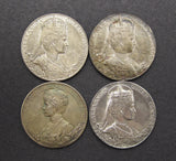 1902 Edward VII & 1911 George V - Lot of 4 Silver Medals & Envelopes