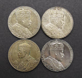 1902 Edward VII & 1911 George V - Lot of 4 Silver Medals & Envelopes