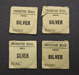 1902 Edward VII & 1911 George V - Lot of 4 Silver Medals & Envelopes
