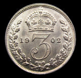 Edward VII 1902 Threepence - UNC