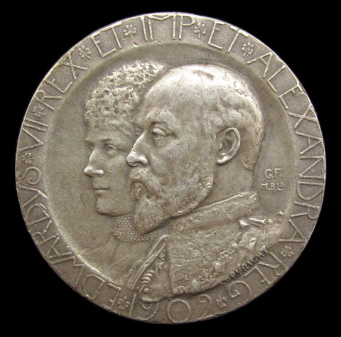 1902 Coronation of Edward VII 35mm Silver Medal - By Frampton