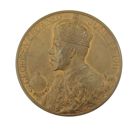 1911 George V Bronze Coronation 51mm Medal - Cased