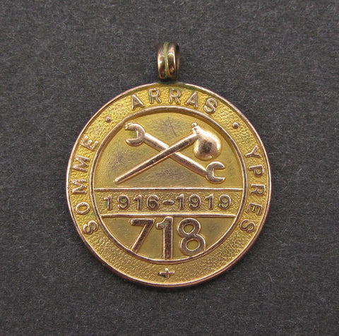 1919 Great War 9ct Gold Tribute Medal - Somme, Arras, Ypres