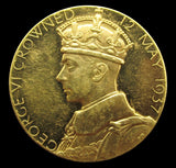 1937 George VI Coronation 32mm Gold Medal - Cased