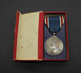 1937 George VI Official Coronation Silver Medal On Ribbon - Cased