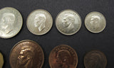 George VI 1937 10 Coin Partial Proof Set - Halfcrown to Farthing