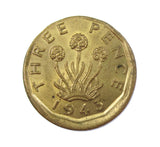 George VI 1943 Threepence - Off Centre Error