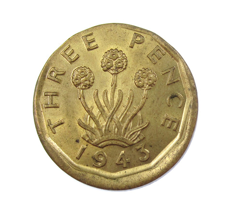 George VI 1943 Threepence - Off Centre Error