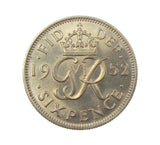 George VI 1952 Sixpence - A/UNC