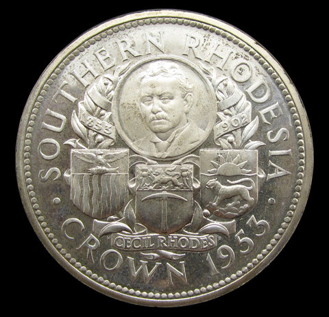Southern Rhodesia 1953 Elizabeth II Silver Proof Crown - Cased