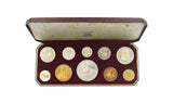 Elizabeth II 1953 10 Coin Cased Proof Set - Crown To Farthing