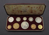 Elizabeth II 1953 10 Coin Cased Proof Set - Crown To Farthing