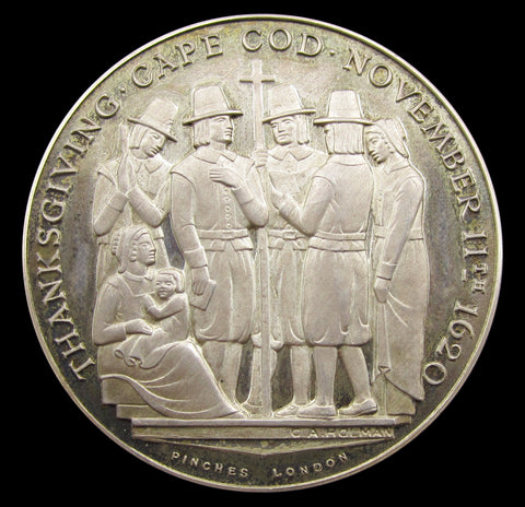 1970 Pilgrim Fathers 350th Anniversary 38mm Silver Medal