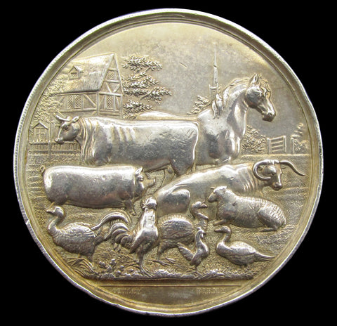 c.1870 Burnley Agricultural Association 53mm Silver Medal - By Ottley