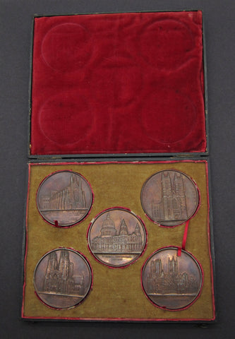 c.1860 Cased Set Of 5 British Cathedrals Medals - By Wiener