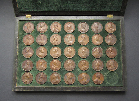 1731 Dassier's Kings & Queens Of England Set Of 34 Medals - Cased