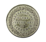 c.1874 Rotherhithe St Helena Tavern and Gardens 38mm Sixpence Token