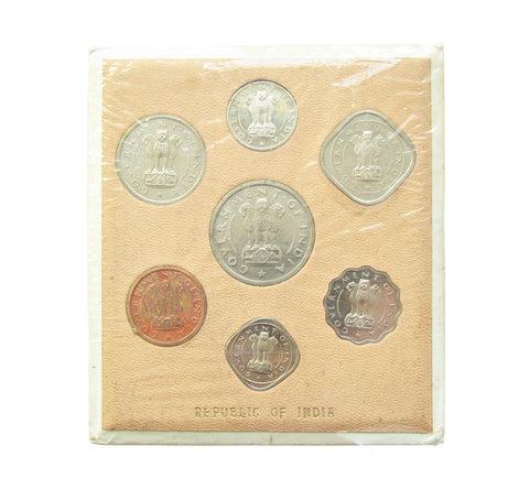 India 1954 7 Coin Proof Set Rupee Down - In Original Packaging