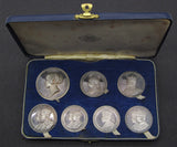 1837-1937 Coronations & Jubilees 7 Silver Medal Set - By Pinches