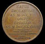 France 1822 Carl Linnaeus Swedish Naturalist 41mm Medal - By Doubois