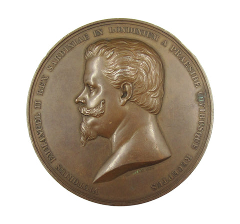 1855 Victor Emmanuel II Visit To The City Of London 76mm Medal - By Wyon