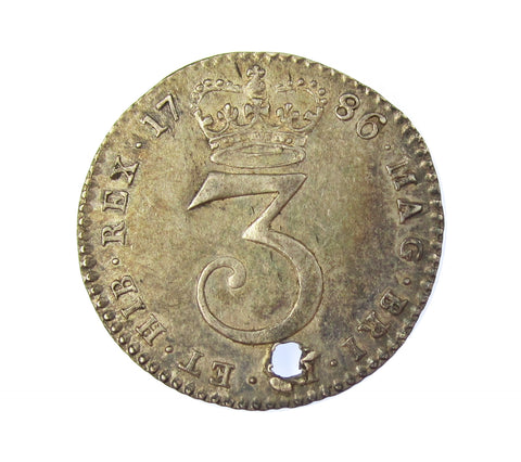 George III 1786 Maundy Threepence - GVF