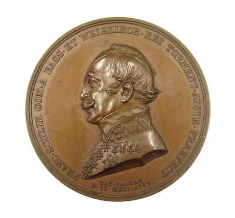 Austria 1850 Franz Joseph von Schlik Victories 59mm Medal - By Seidan