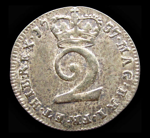 George II 1737 Maundy Twopence - GVF