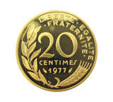 France 1977 4 Coin Gold Proof Piedfort Set - 20 Centimes Down