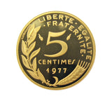 France 1977 4 Coin Gold Proof Piedfort Set - 20 Centimes Down