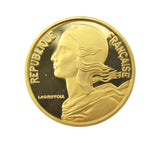 France 1977 4 Coin Gold Proof Piedfort Set - 20 Centimes Down