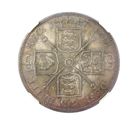 Victoria 1887 Double Florin - NGC MS64