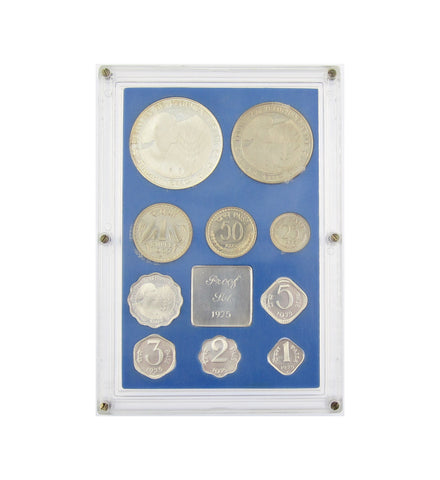 India 1975 10 Coin Proof Set - FDC