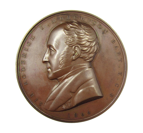 1866 Geological Society Of London Murchison 55mm Medal - By Wyon