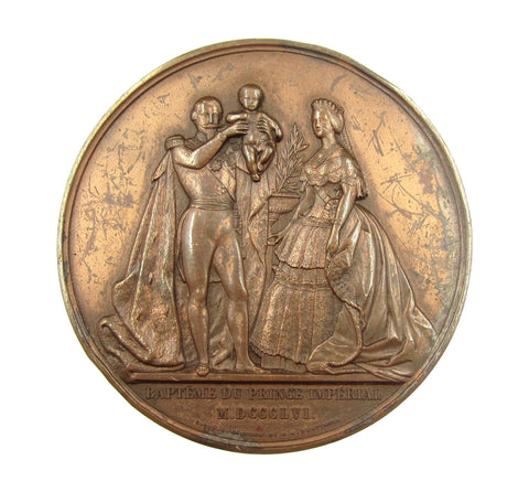France 1856 Baptism Of Prince Napoleon Eugene 69mm Medal - By Caque