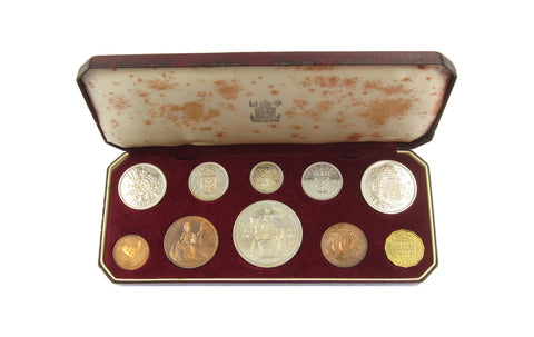 Elizabeth II 1953 10 Coin Cased Proof Set - Crown To Farthing