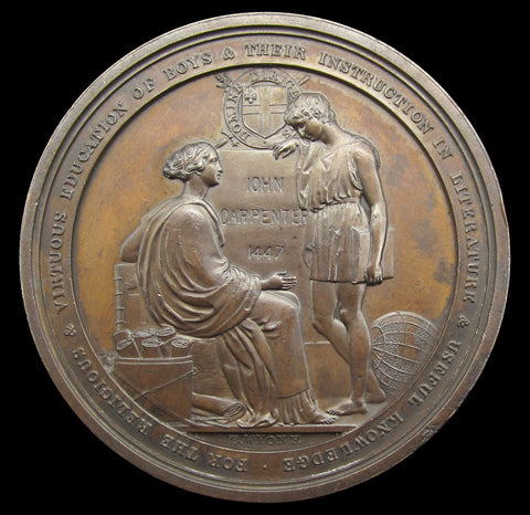 1834 City Of London School 58mm Bronze Medal - By Wyon
