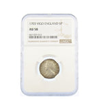 Anne 1703 VIGO Sixpence - NGC AU58