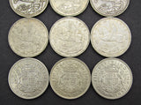 Bulk Lot Of 9 x 1935 / 1937 Silver Crowns