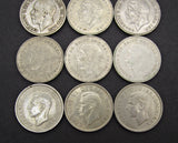 Bulk Lot Of 9 x 1935 / 1937 Silver Crowns