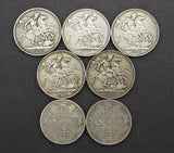 Bulk Lot Of 7 x Victoria Silver Crowns / Double Florins