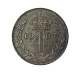 Edward VII 1907 Maundy Fourpence - A/UNC