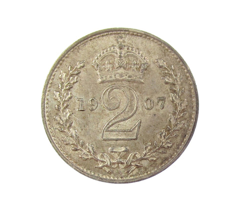 Edward VII 1907 Maundy Twopence & Penny - UNC